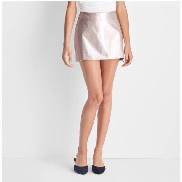 Women's Metallic Mini Skirt - Future Collective Champagne XXS New - Picture 2 of 6